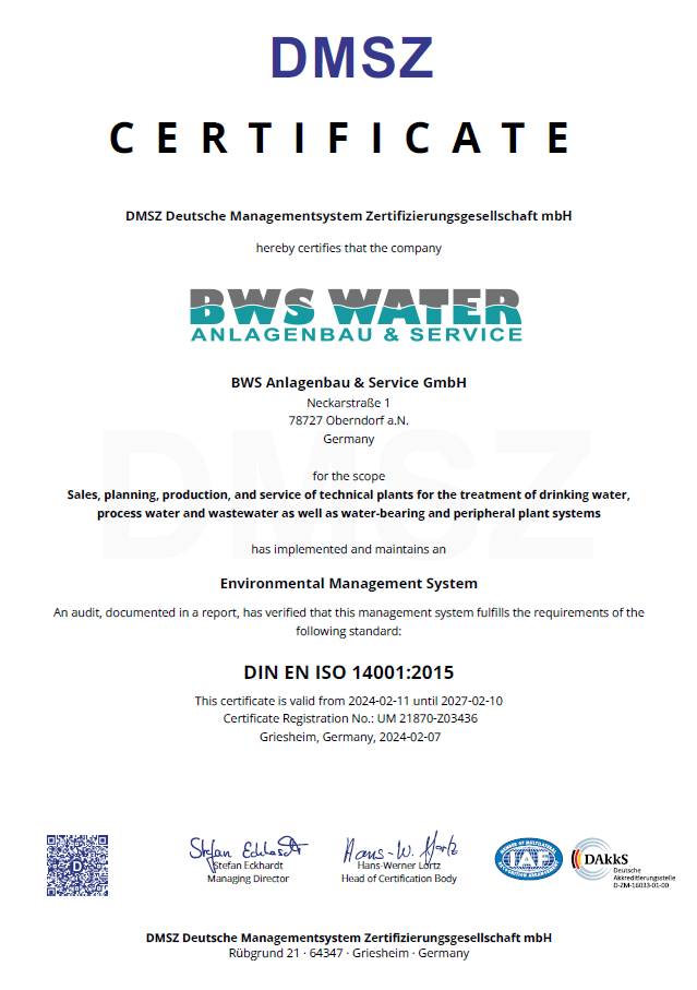 Certificate Environmental Management DIN EN ISO 14001