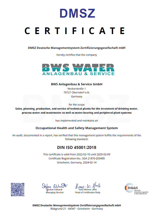 Certificate SGA Management DIN EN ISO 45001